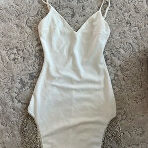 White sequin fringe dress